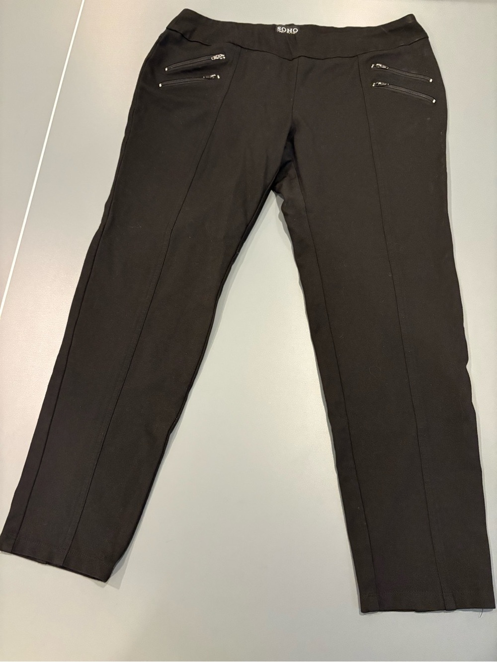 Soho Apparel Black Slim Ponte Pants with Zip Pocket Detail
